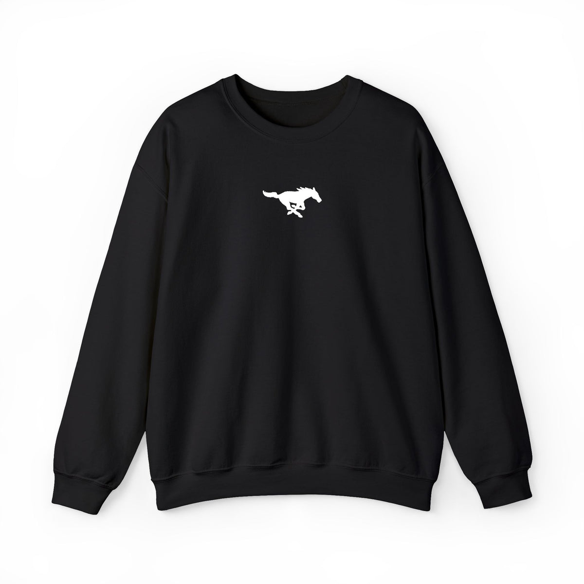 Embroidered White Mustang Crewneck Sweatshirt