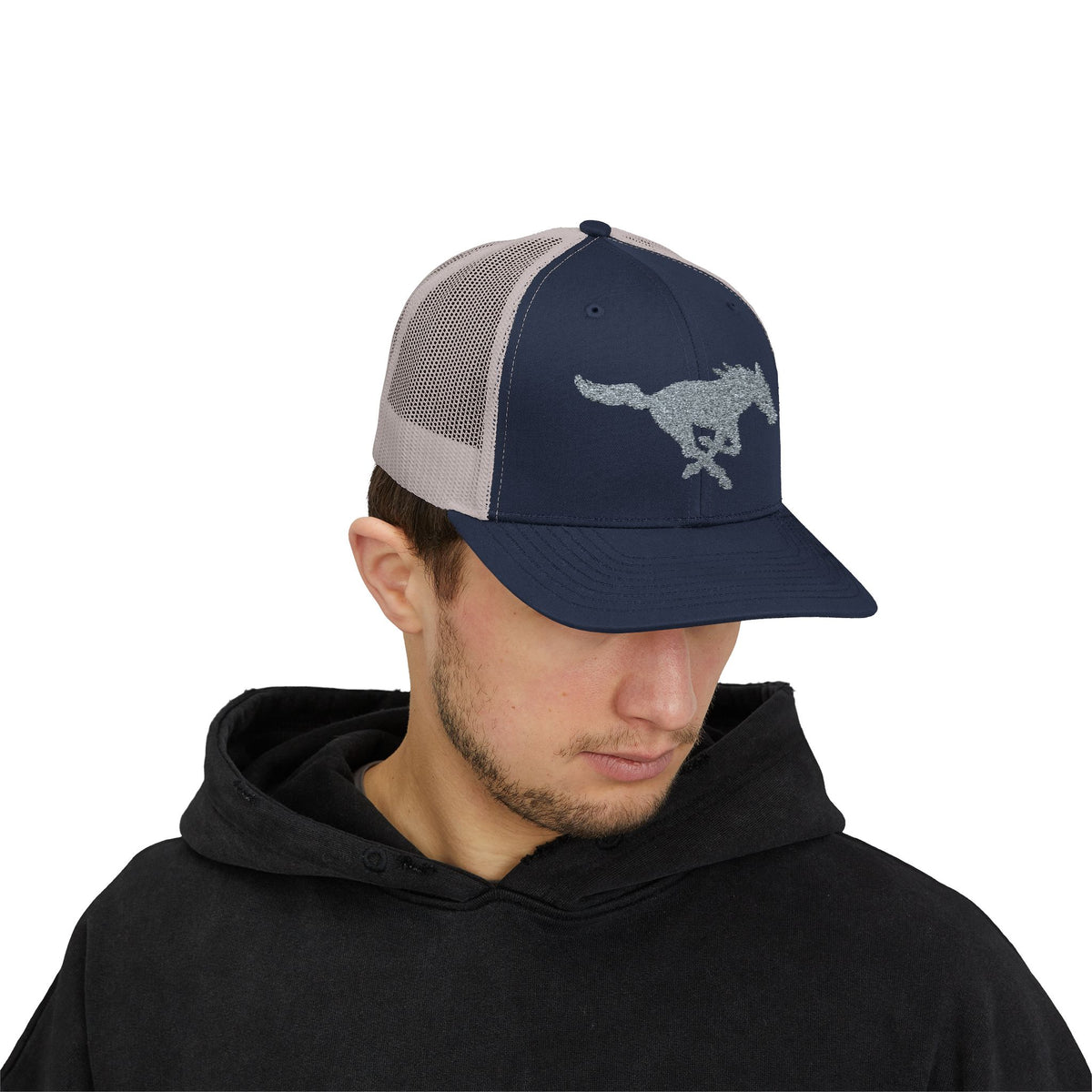 Embroidered Snapback Trucker Hat with horse