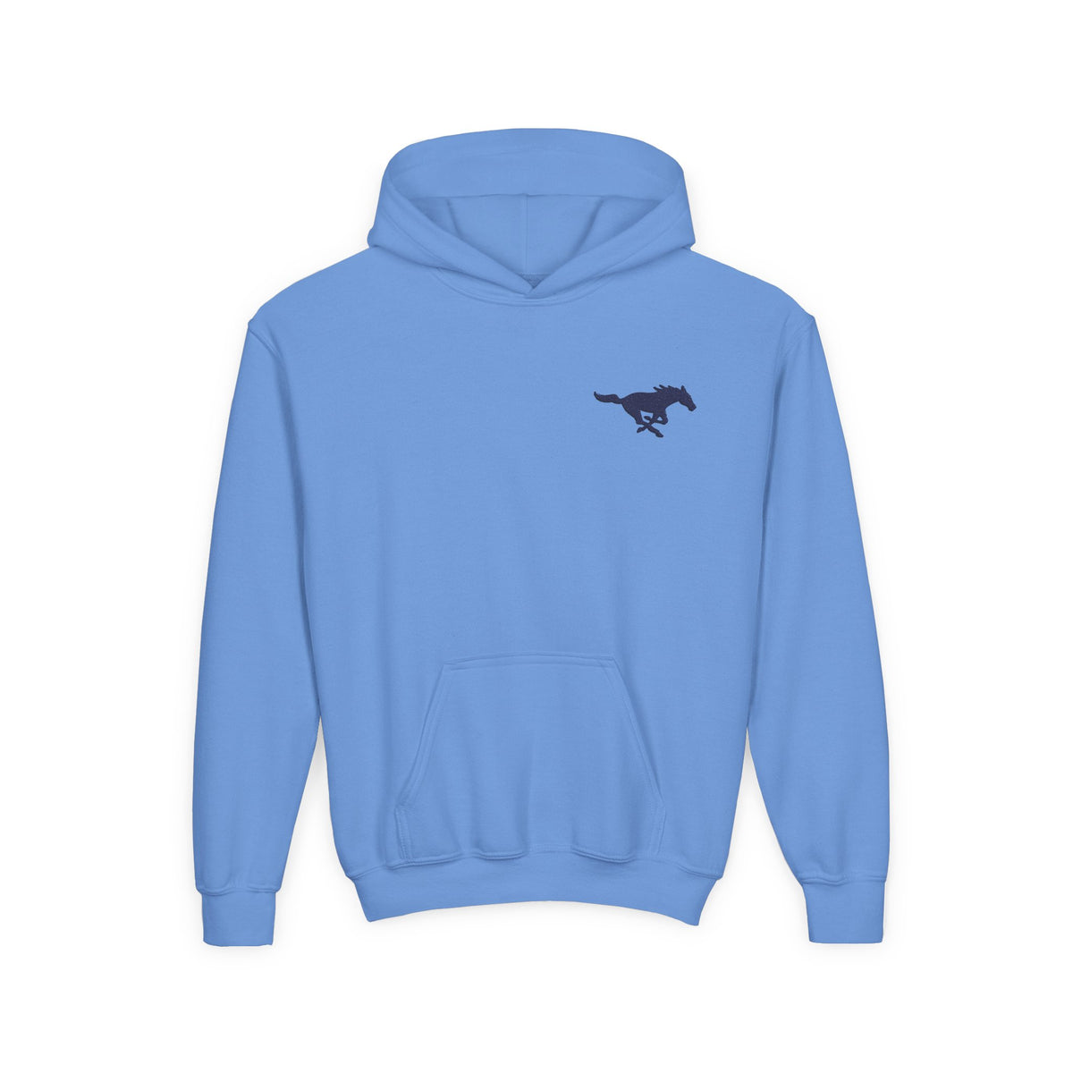 YOUTH Embroidered Blue Mustang Hoodie