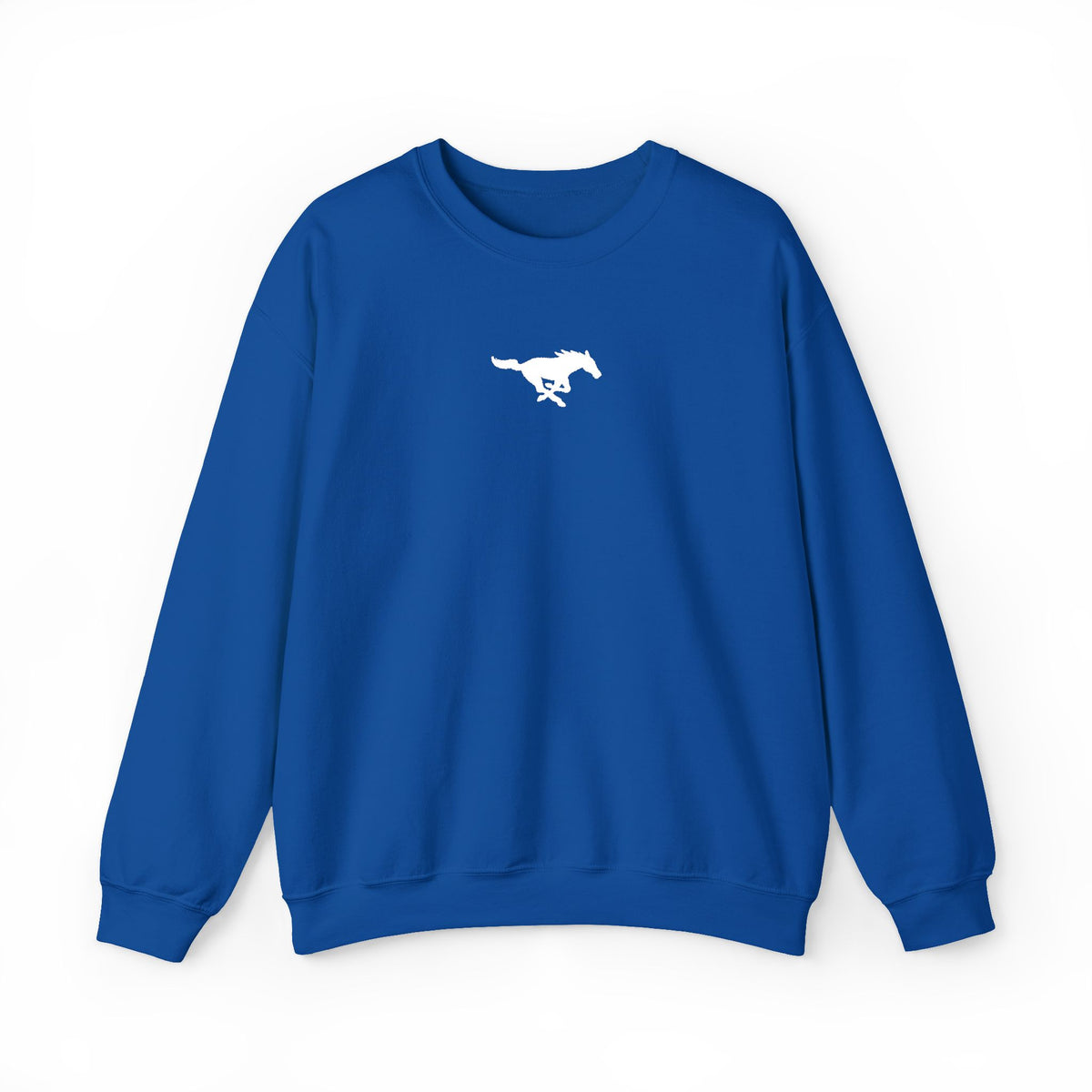 Embroidered White Mustang Crewneck Sweatshirt