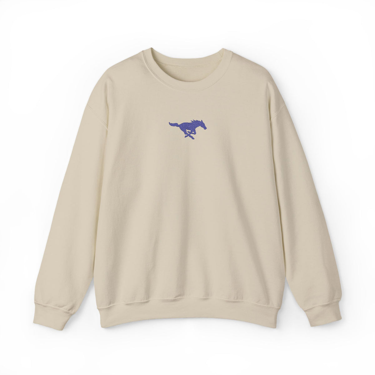 Embroidered Blue Mustang Crewneck Sweatshirt