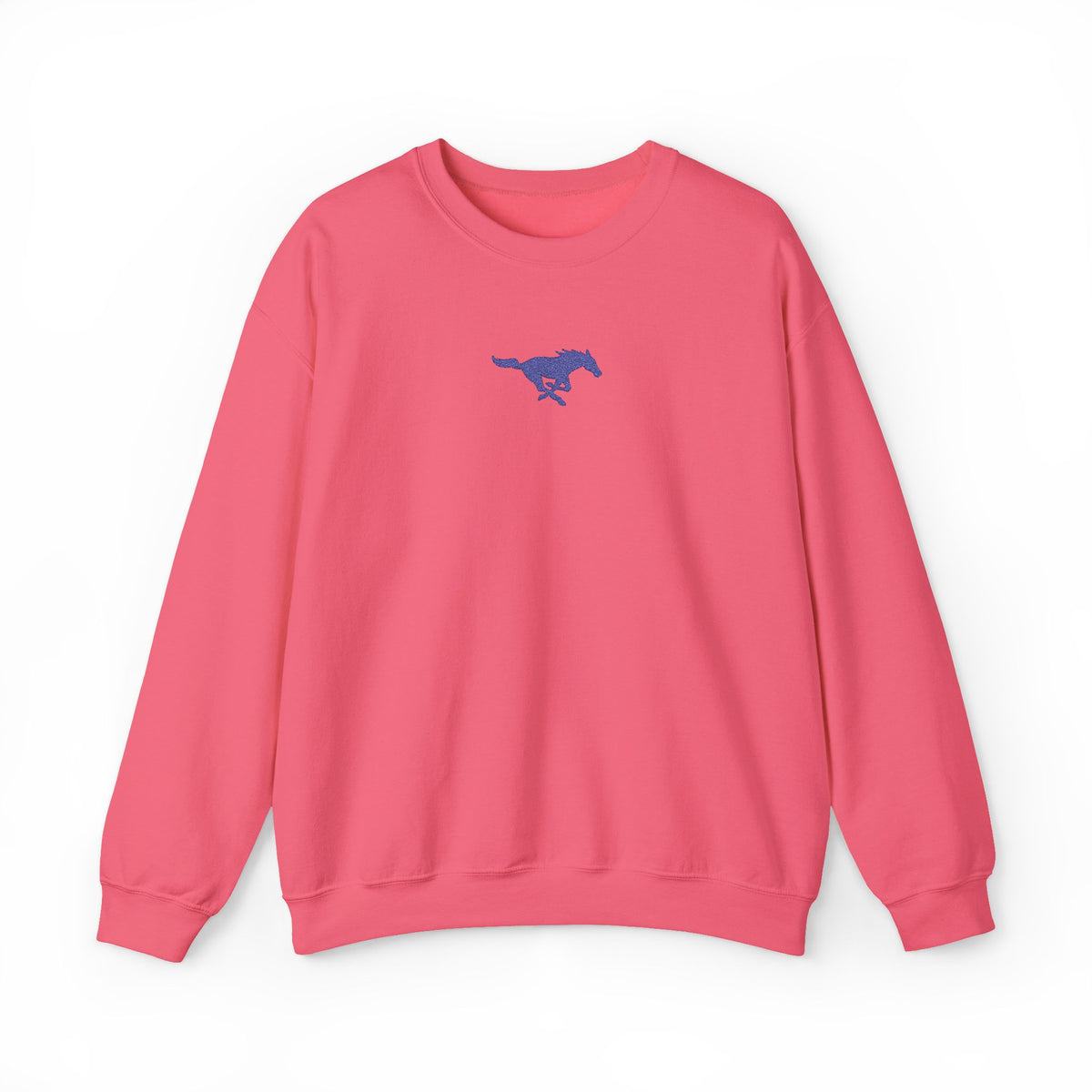 Embroidered Blue Mustang Crewneck Sweatshirt