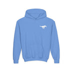 YOUTH Embroidered White Mustang Hoodie