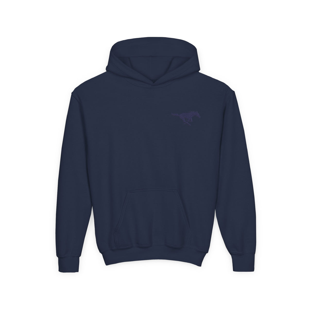 YOUTH Embroidered Blue Mustang Hoodie