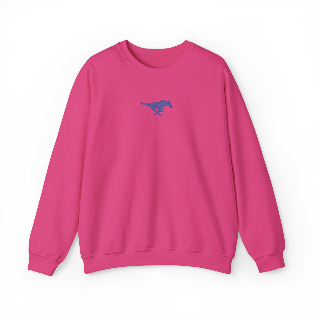 Embroidered Blue Mustang Crewneck Sweatshirt