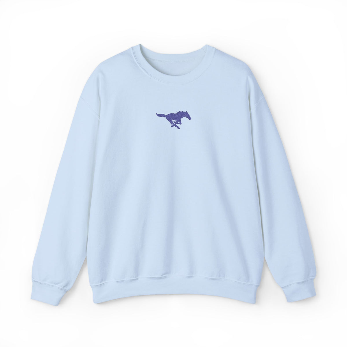 Embroidered Blue Mustang Crewneck Sweatshirt