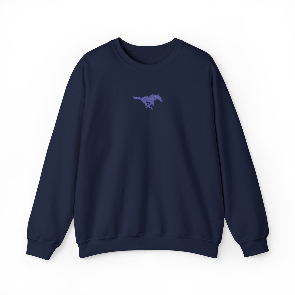 Embroidered Blue Mustang Crewneck Sweatshirt