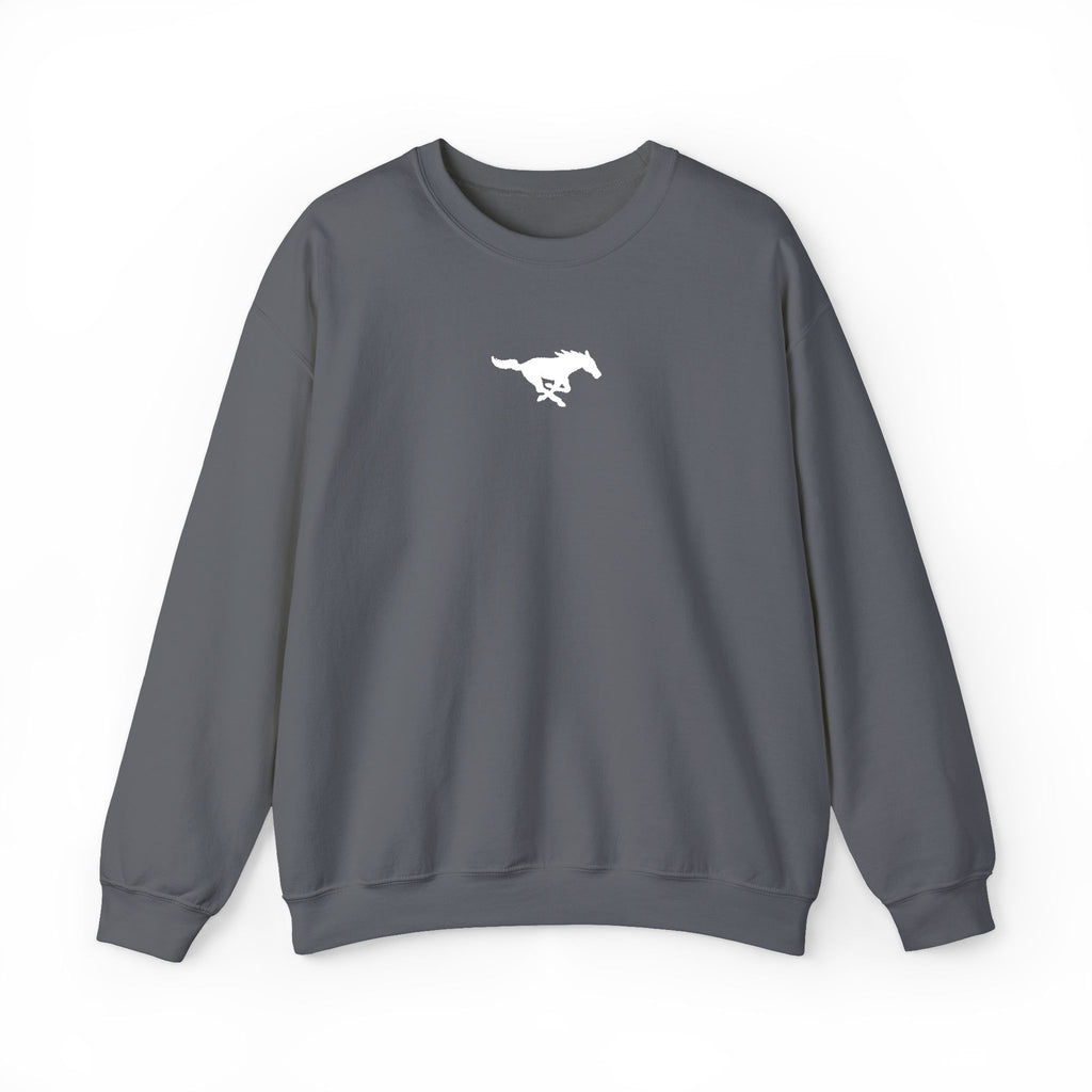 Embroidered White Mustang Crewneck Sweatshirt