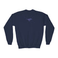 YOUTH Embroidered Blue Mustang Crewneck Sweatshirt