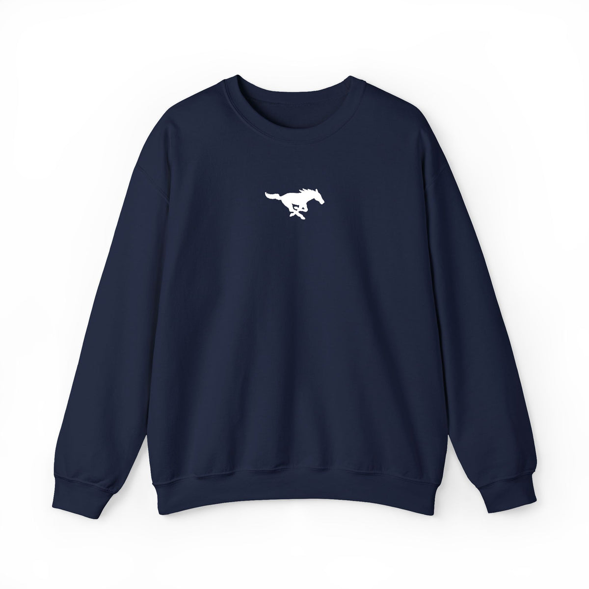 Embroidered White Mustang Crewneck Sweatshirt