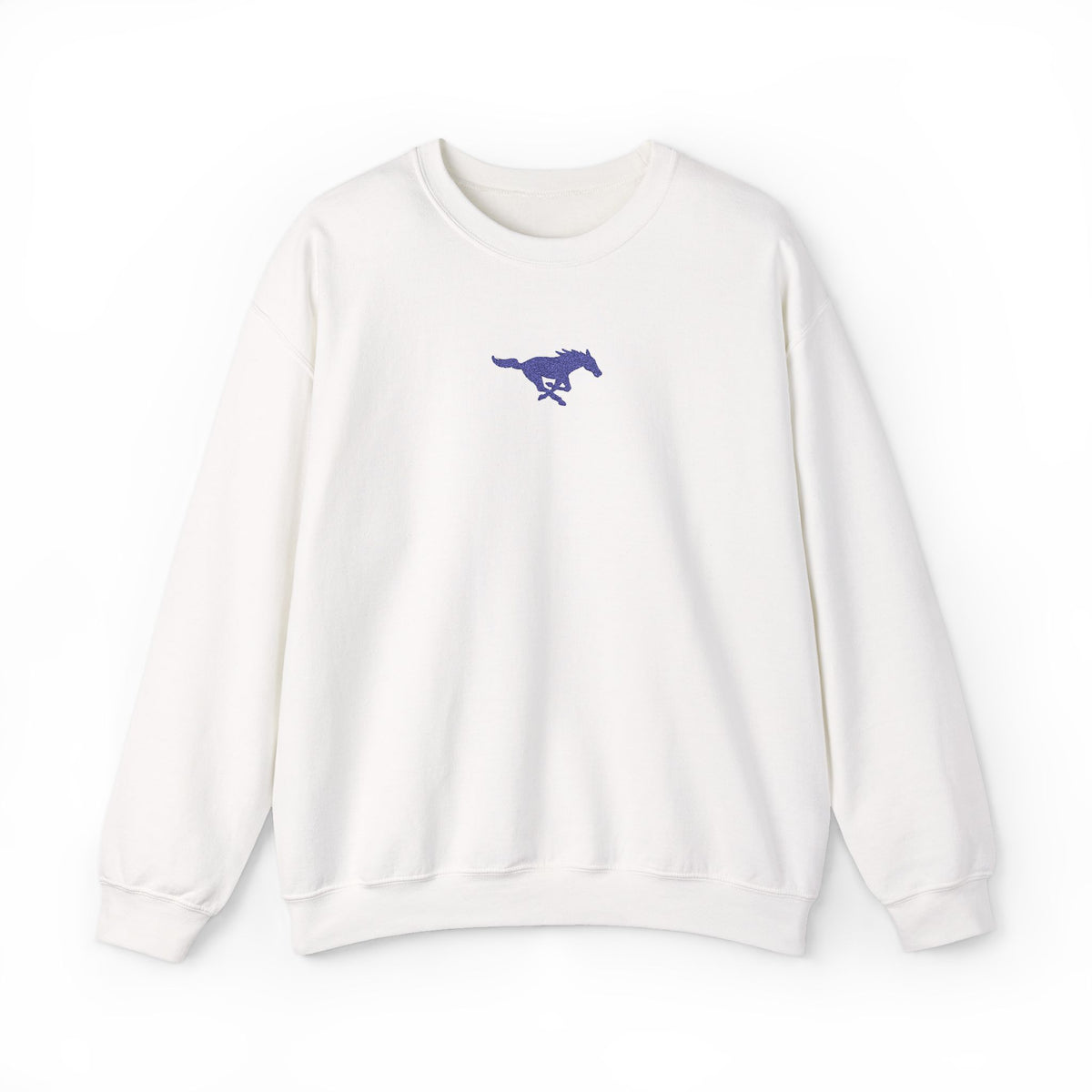 Embroidered Blue Mustang Crewneck Sweatshirt