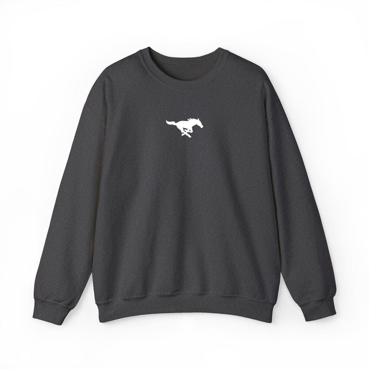 Embroidered White Mustang Crewneck Sweatshirt