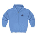Embroidered Blue Mustang Full Zip Hoodie