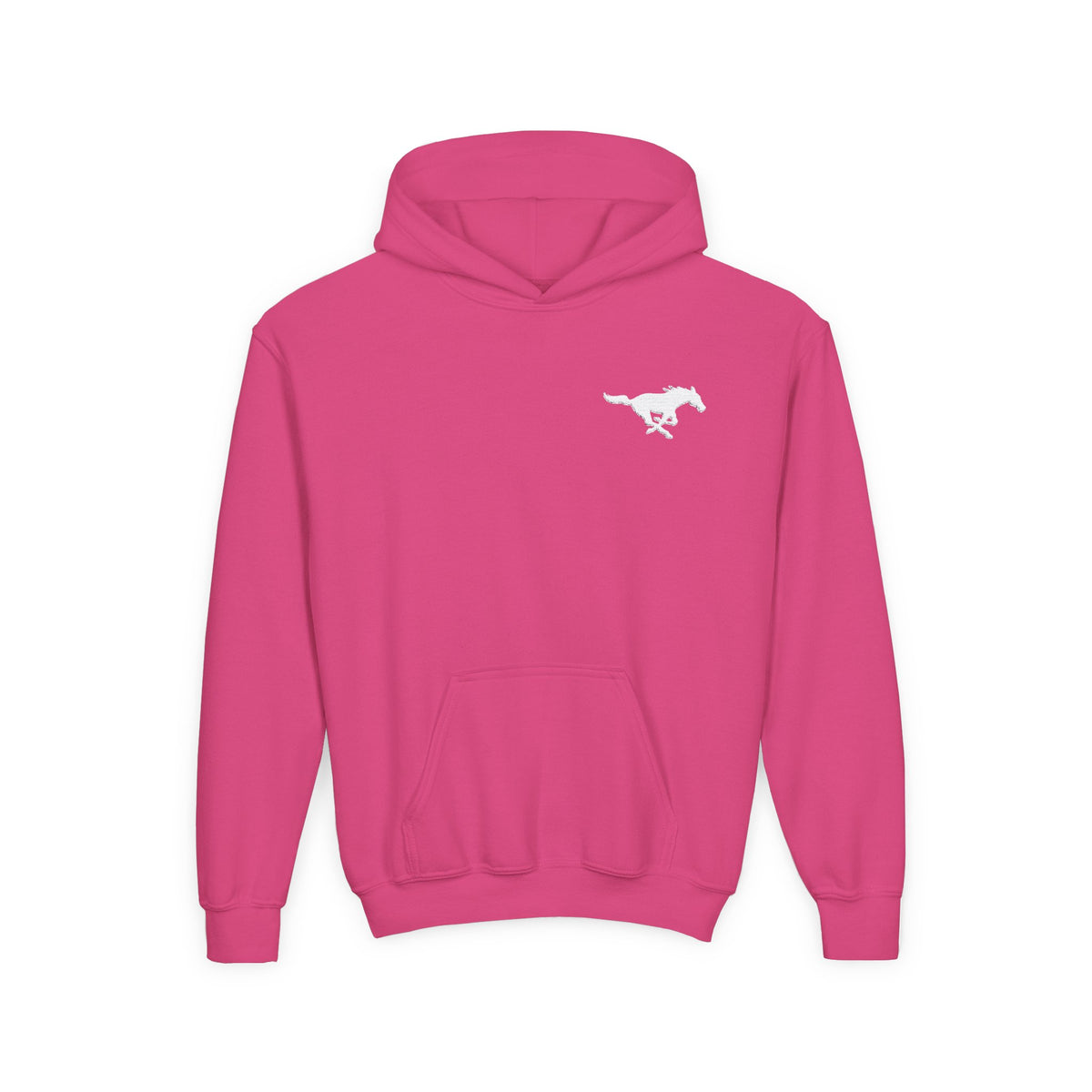 YOUTH Embroidered White Mustang Hoodie
