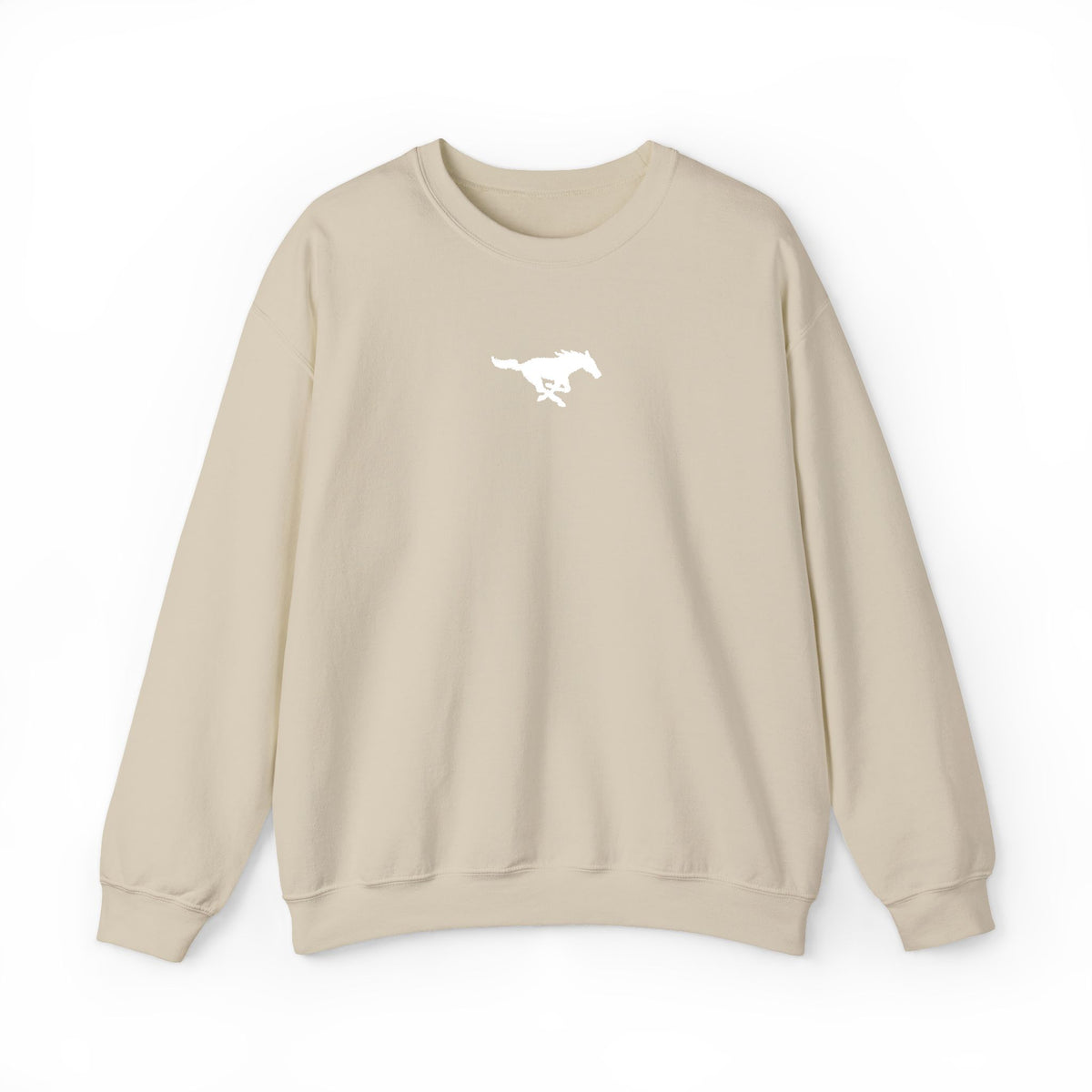 Embroidered White Mustang Crewneck Sweatshirt