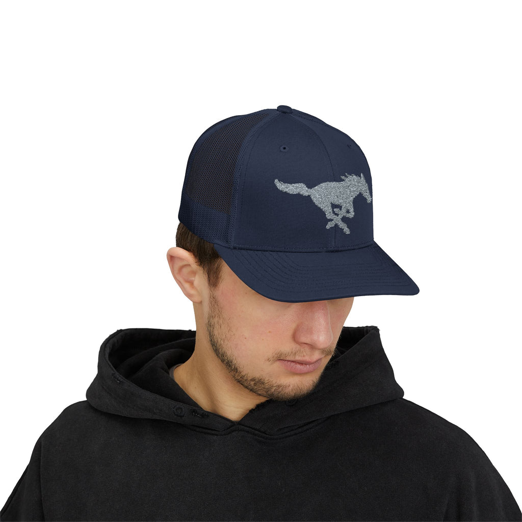 Embroidered Snapback Trucker Hat with horse