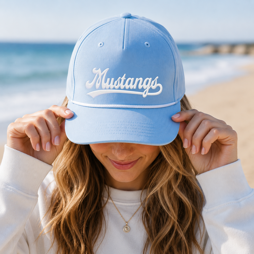 Embroidered Mustangs Sunwashed Rope Cap