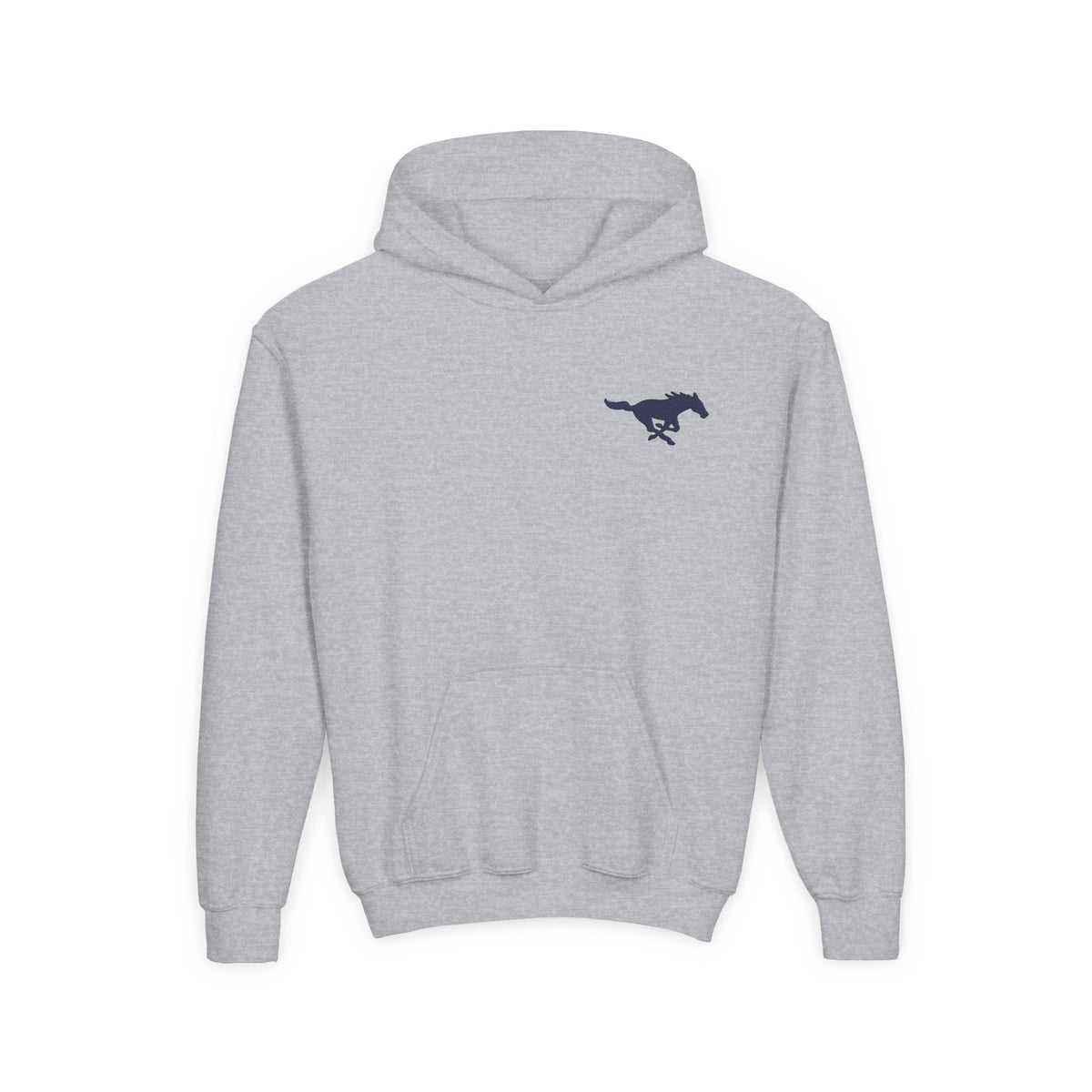 YOUTH Embroidered Blue Mustang Hoodie