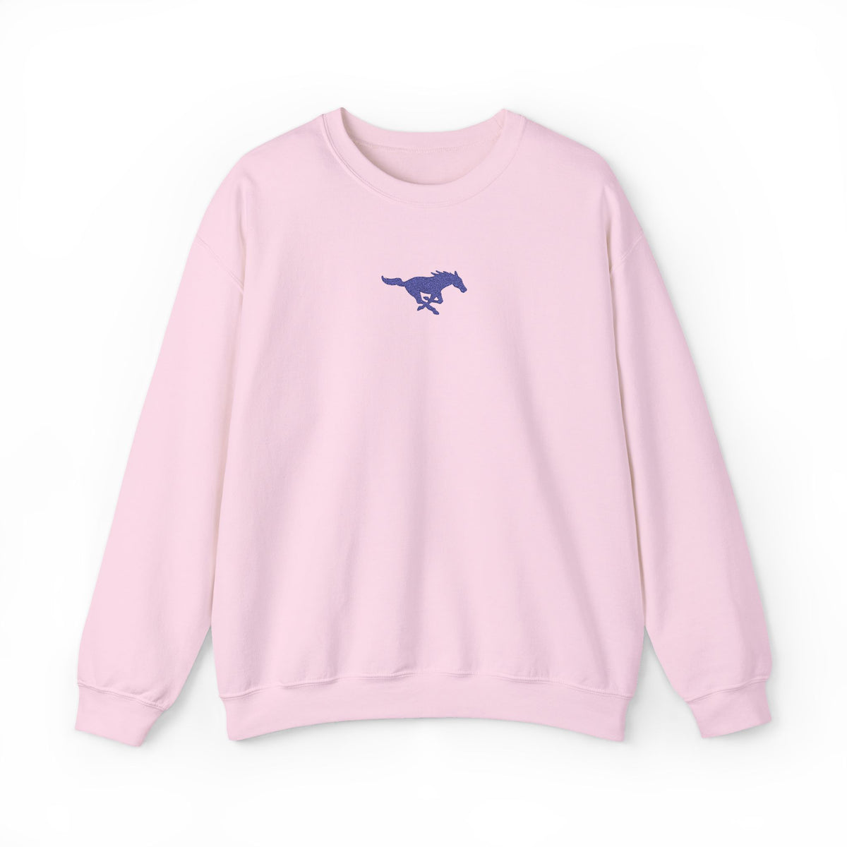 Embroidered Blue Mustang Crewneck Sweatshirt