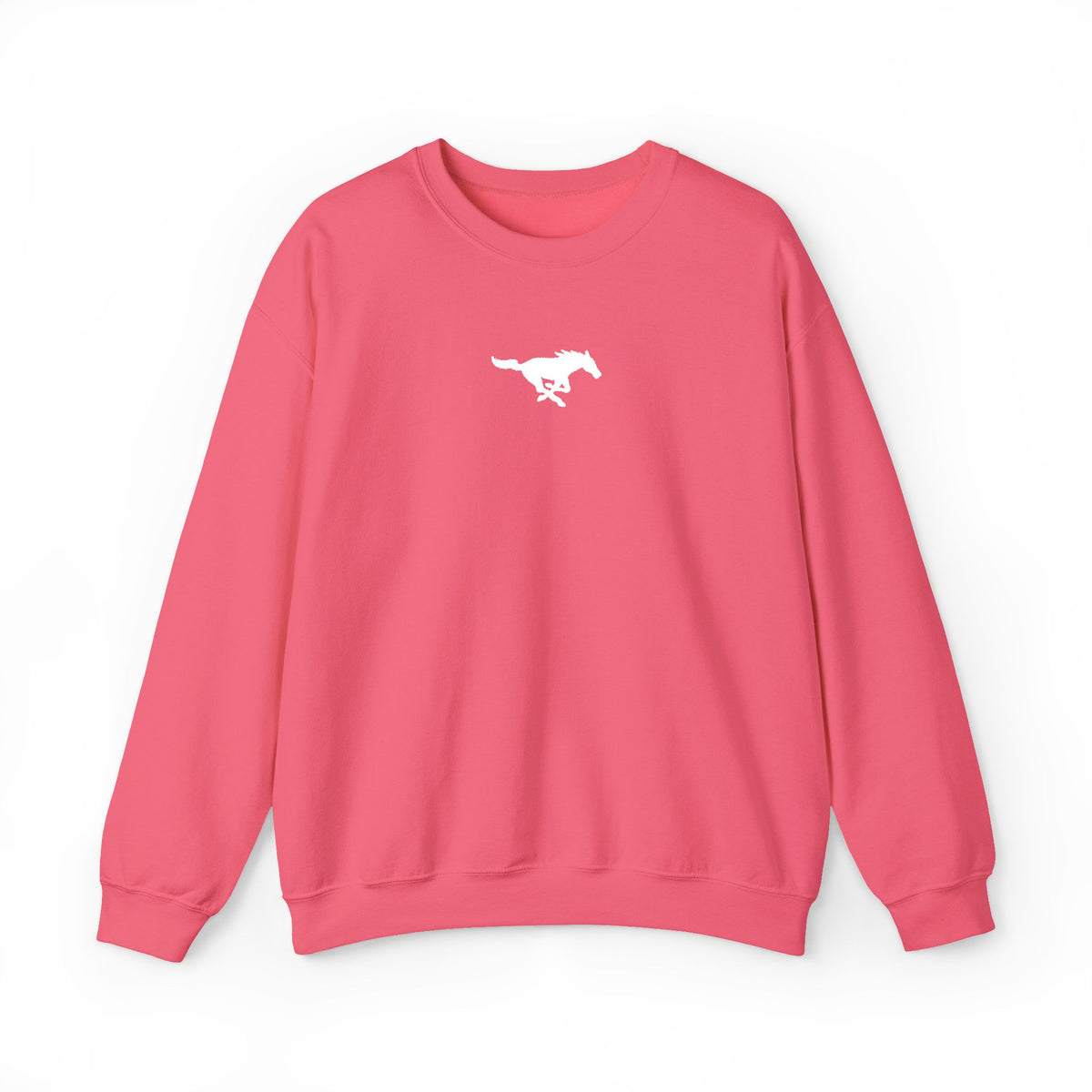 Embroidered White Mustang Crewneck Sweatshirt