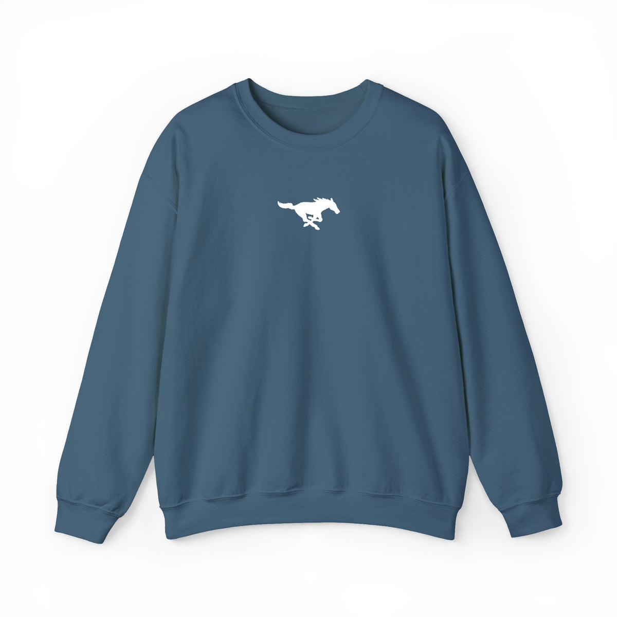 Embroidered White Mustang Crewneck Sweatshirt