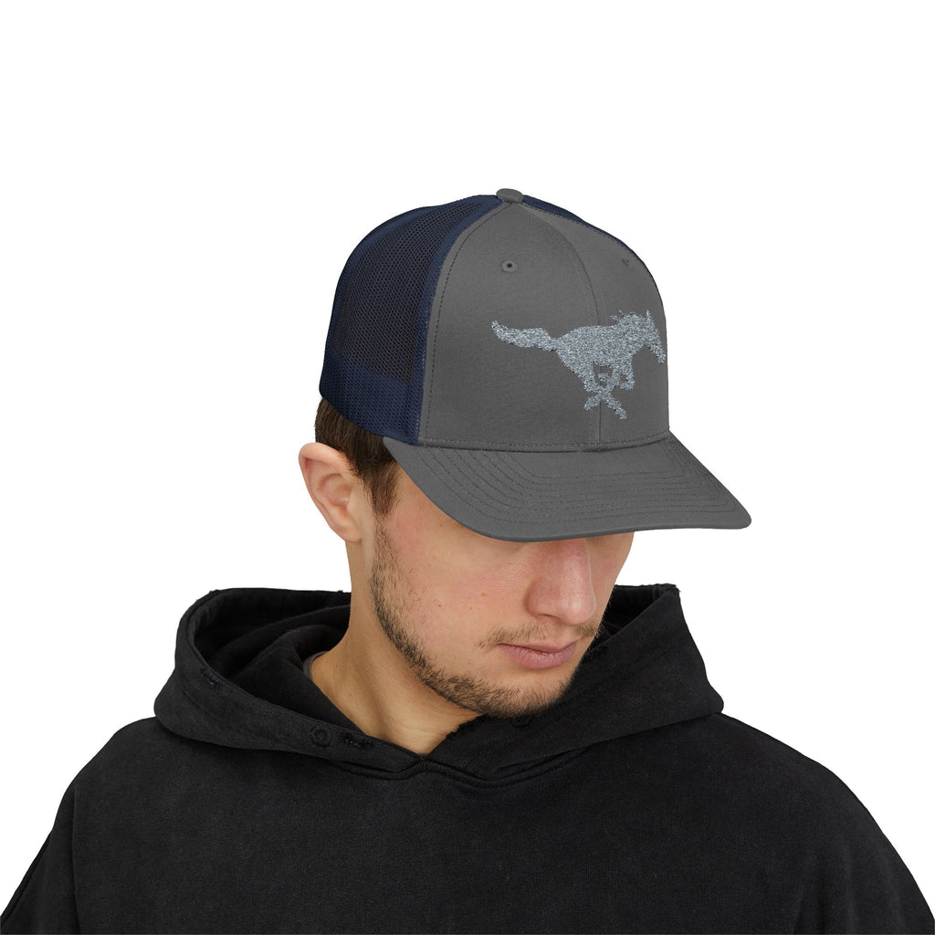 Embroidered Snapback Trucker Hat with horse