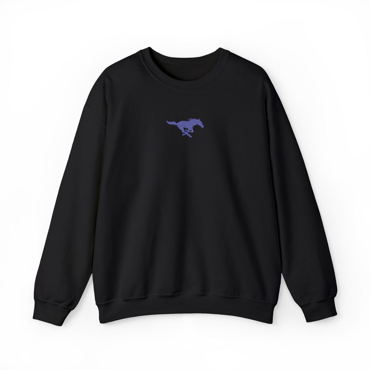 Embroidered Blue Mustang Crewneck Sweatshirt