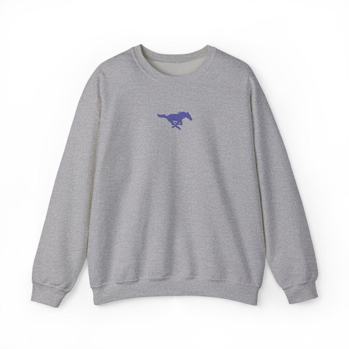Embroidered Blue Mustang Crewneck Sweatshirt