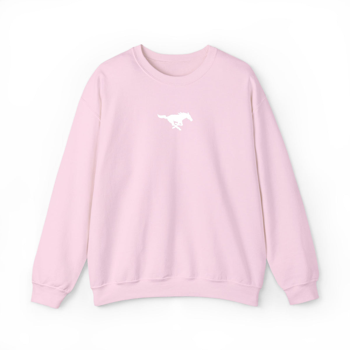 Embroidered White Mustang Crewneck Sweatshirt