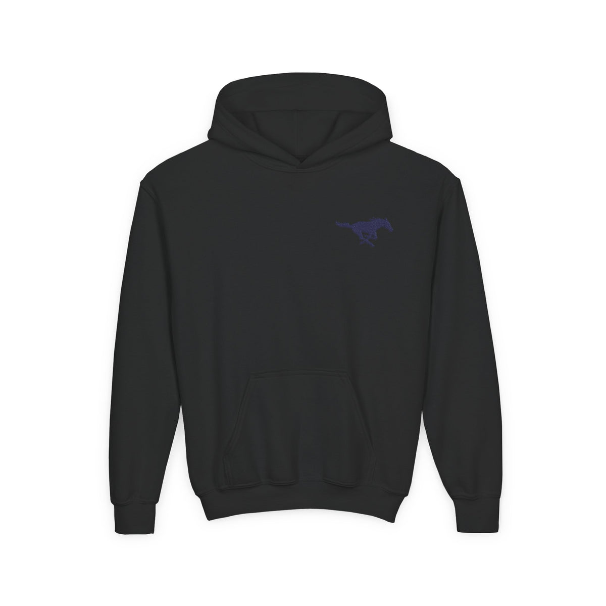 YOUTH Embroidered Blue Mustang Hoodie