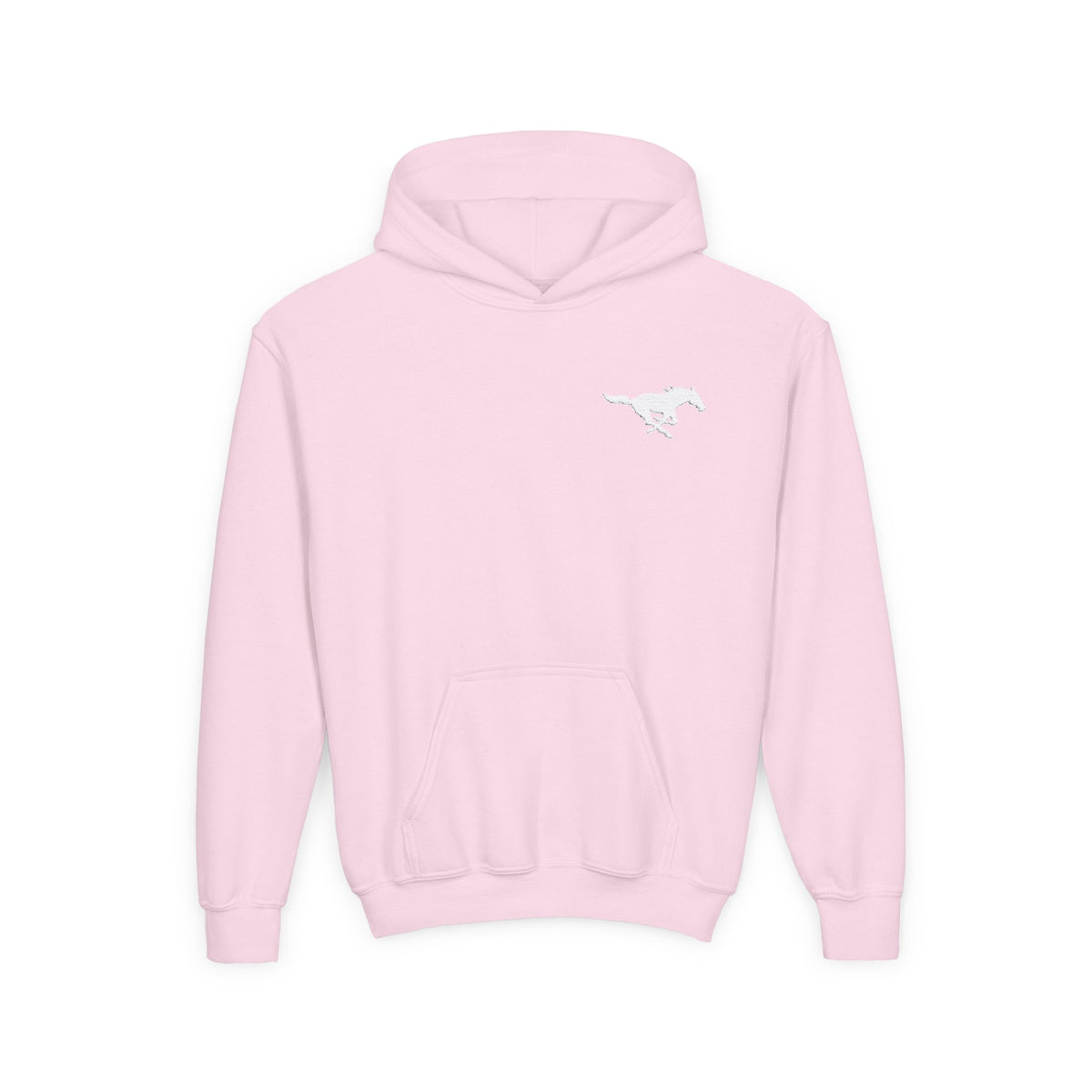 YOUTH Embroidered White Mustang Hoodie