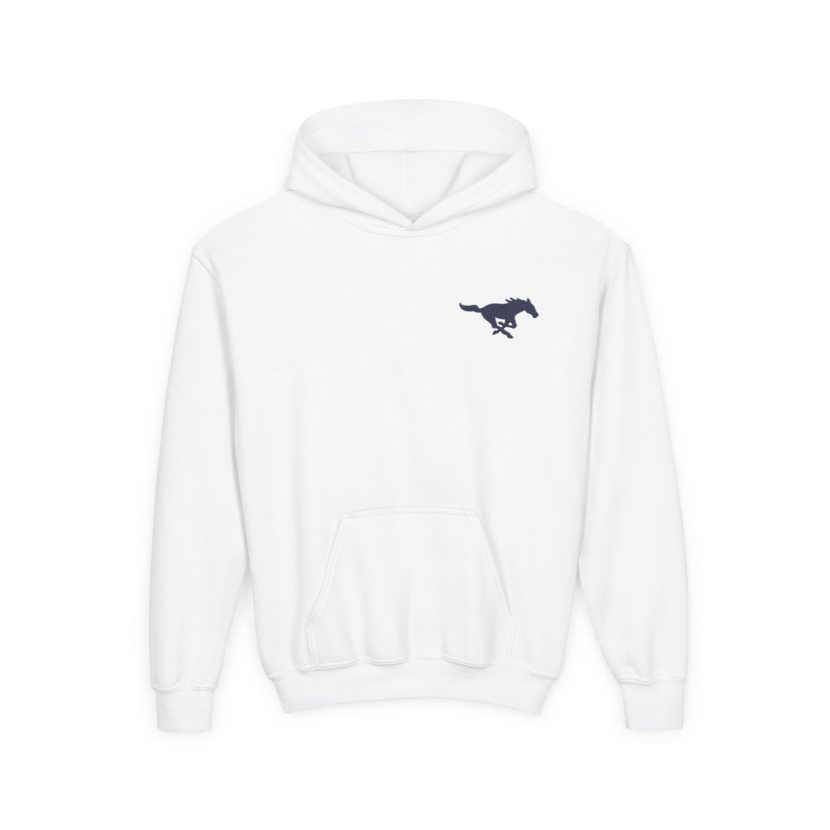 YOUTH Embroidered Blue Mustang Hoodie