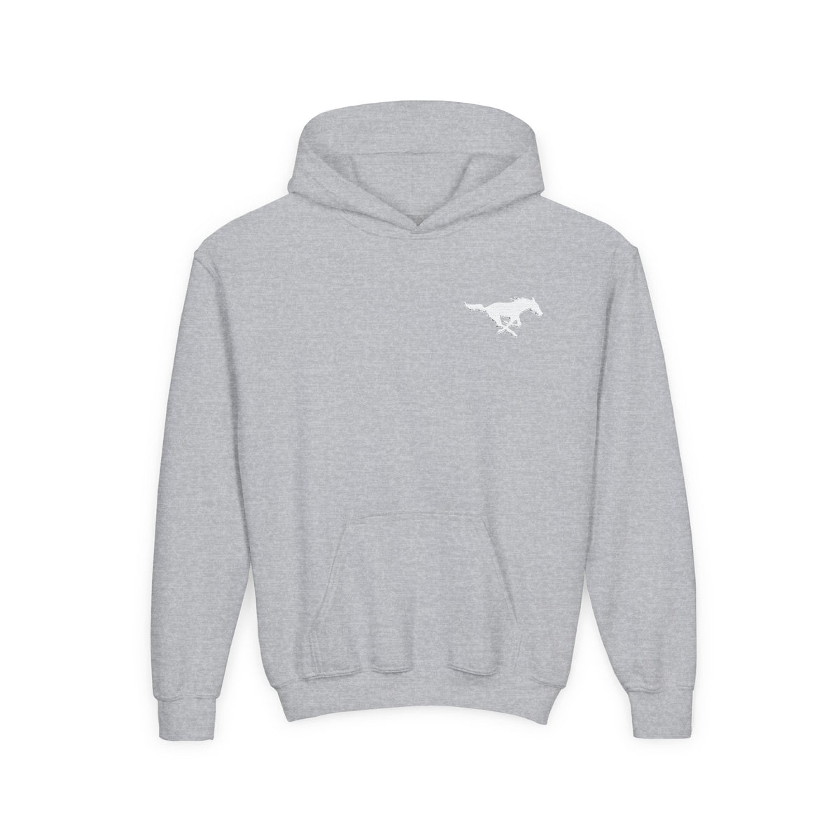 YOUTH Embroidered White Mustang Hoodie