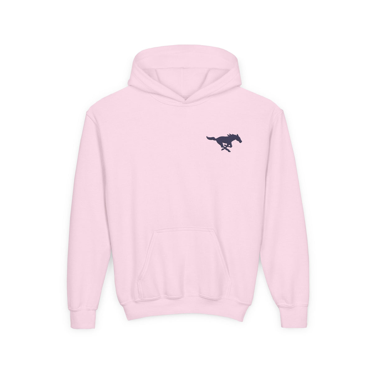 YOUTH Embroidered Blue Mustang Hoodie