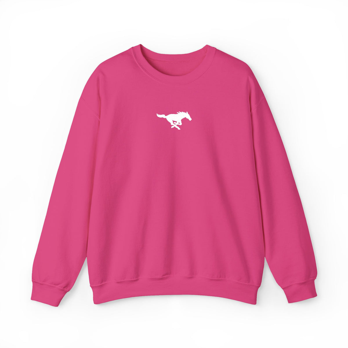 Embroidered White Mustang Crewneck Sweatshirt