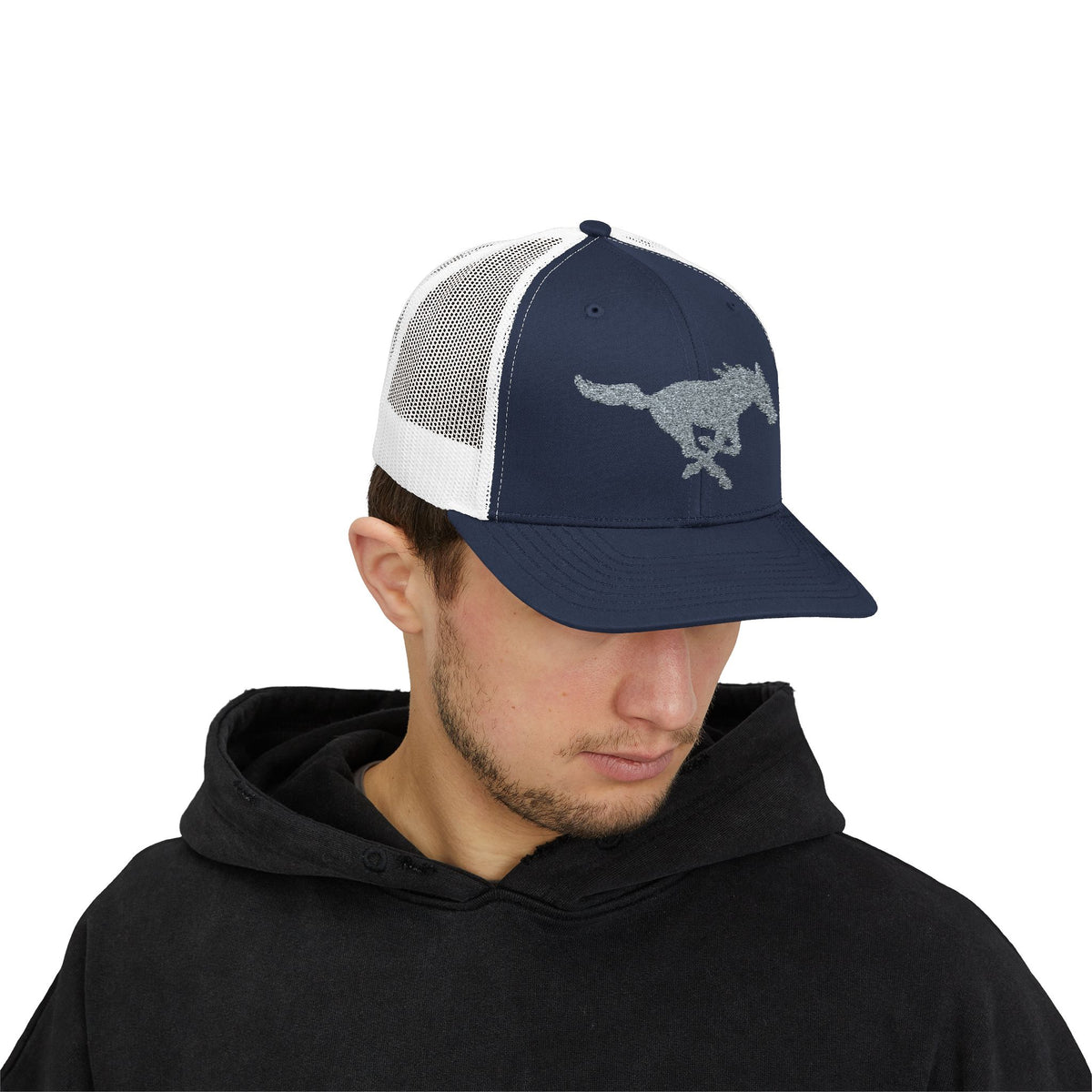 Embroidered Snapback Trucker Hat with horse