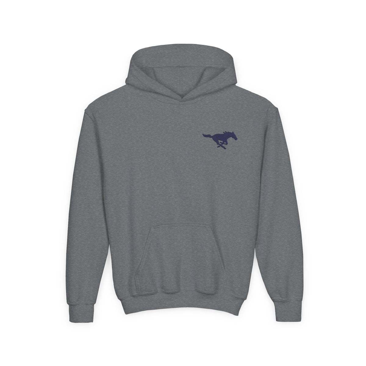 YOUTH Embroidered Blue Mustang Hoodie