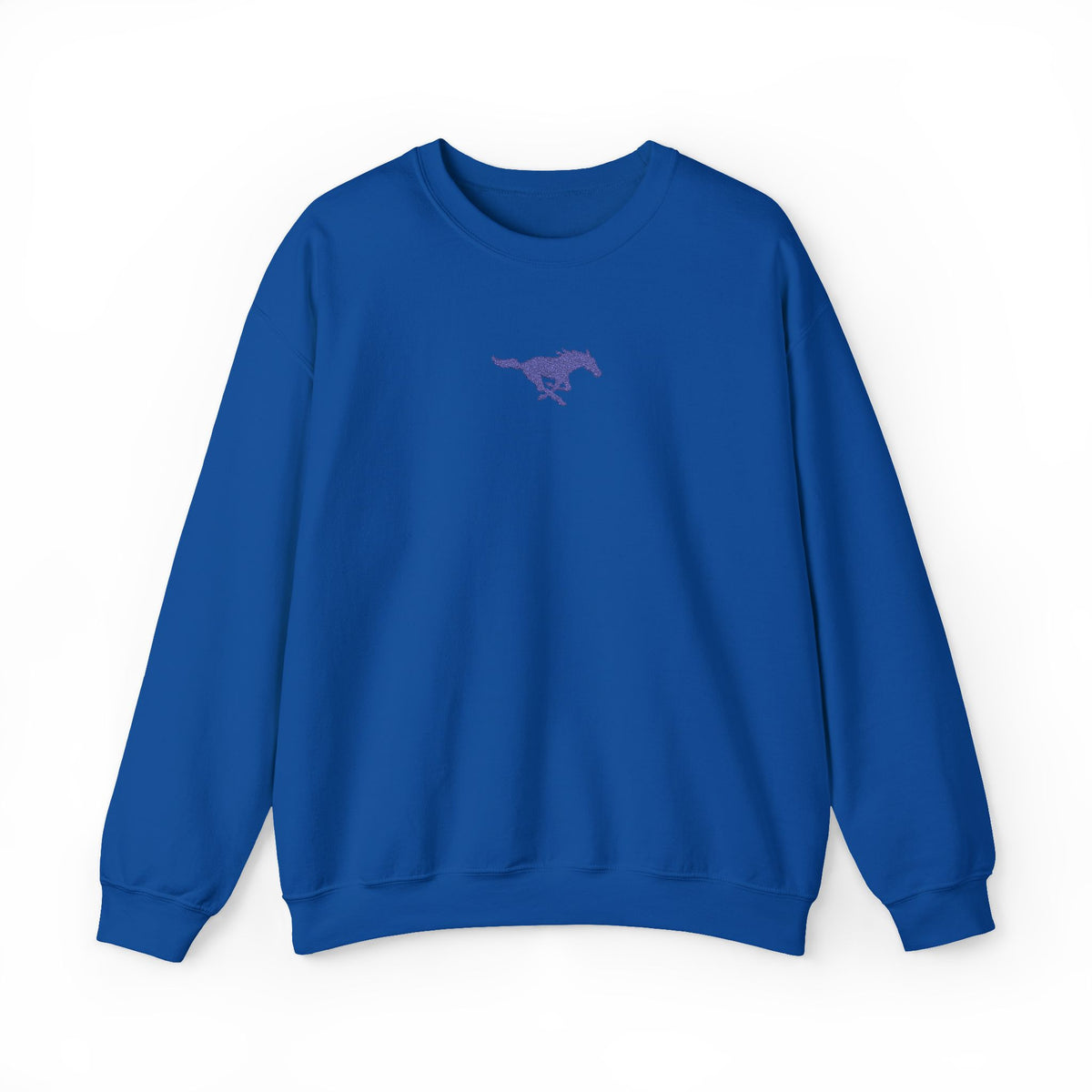 Embroidered Blue Mustang Crewneck Sweatshirt
