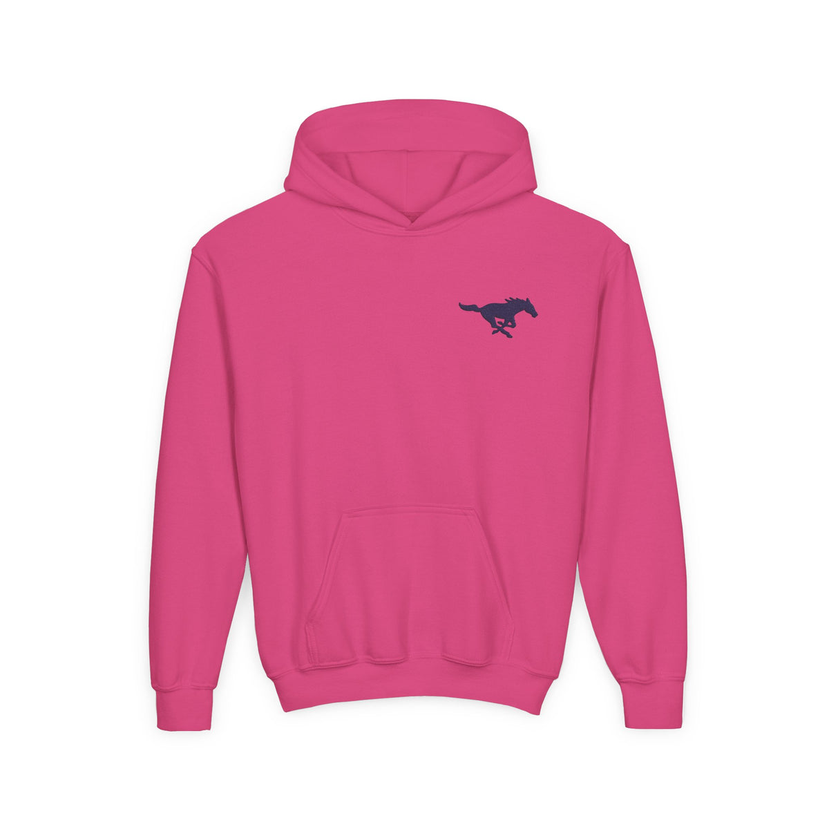 YOUTH Embroidered Blue Mustang Hoodie