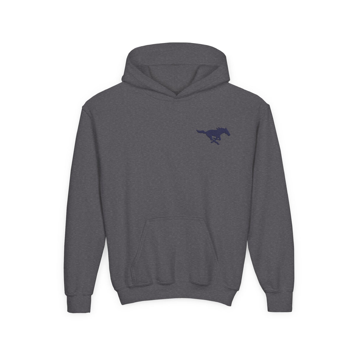 YOUTH Embroidered Blue Mustang Hoodie