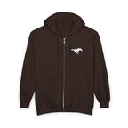 Embroidered White Mustang Full Zip Hoodie