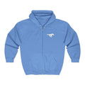 Embroidered White Mustang Full Zip Hoodie