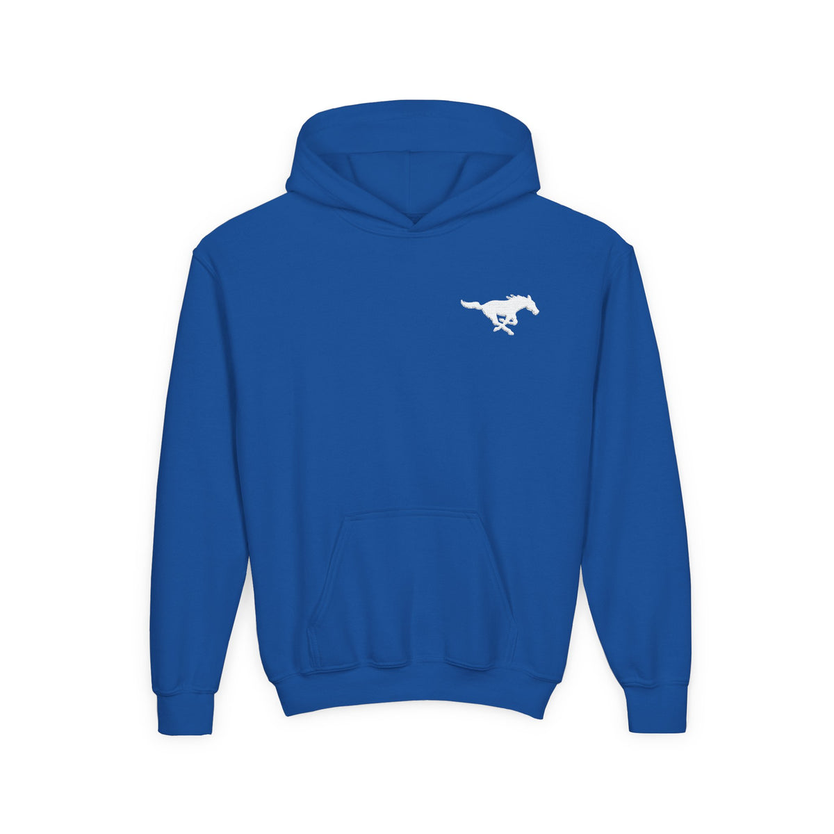 YOUTH Embroidered White Mustang Hoodie