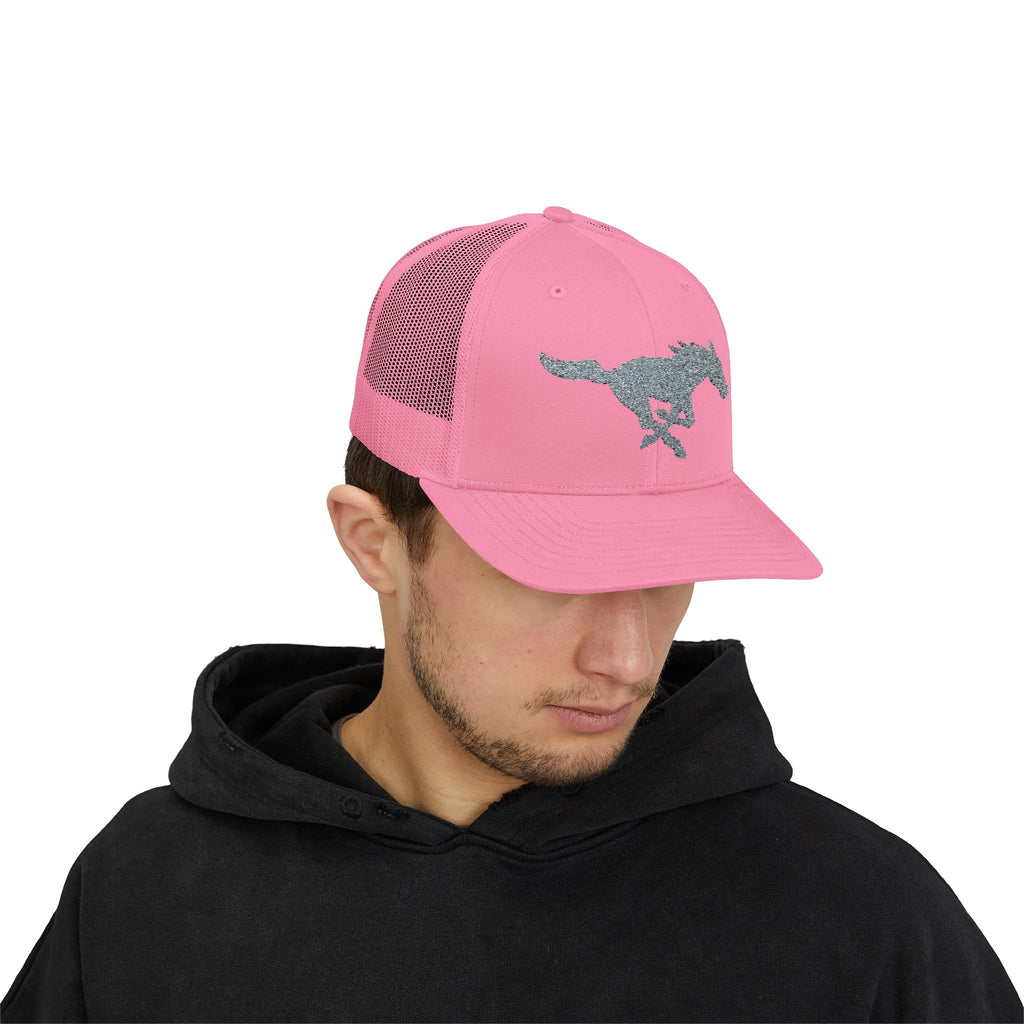 Embroidered Snapback Trucker Hat with horse