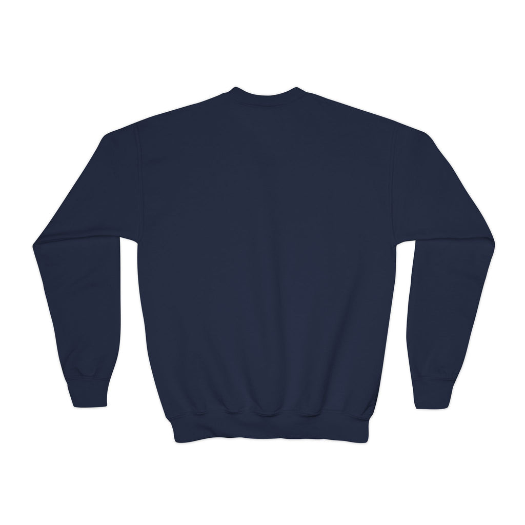 YOUTH Embroidered White Mustang Crewneck Sweatshirt