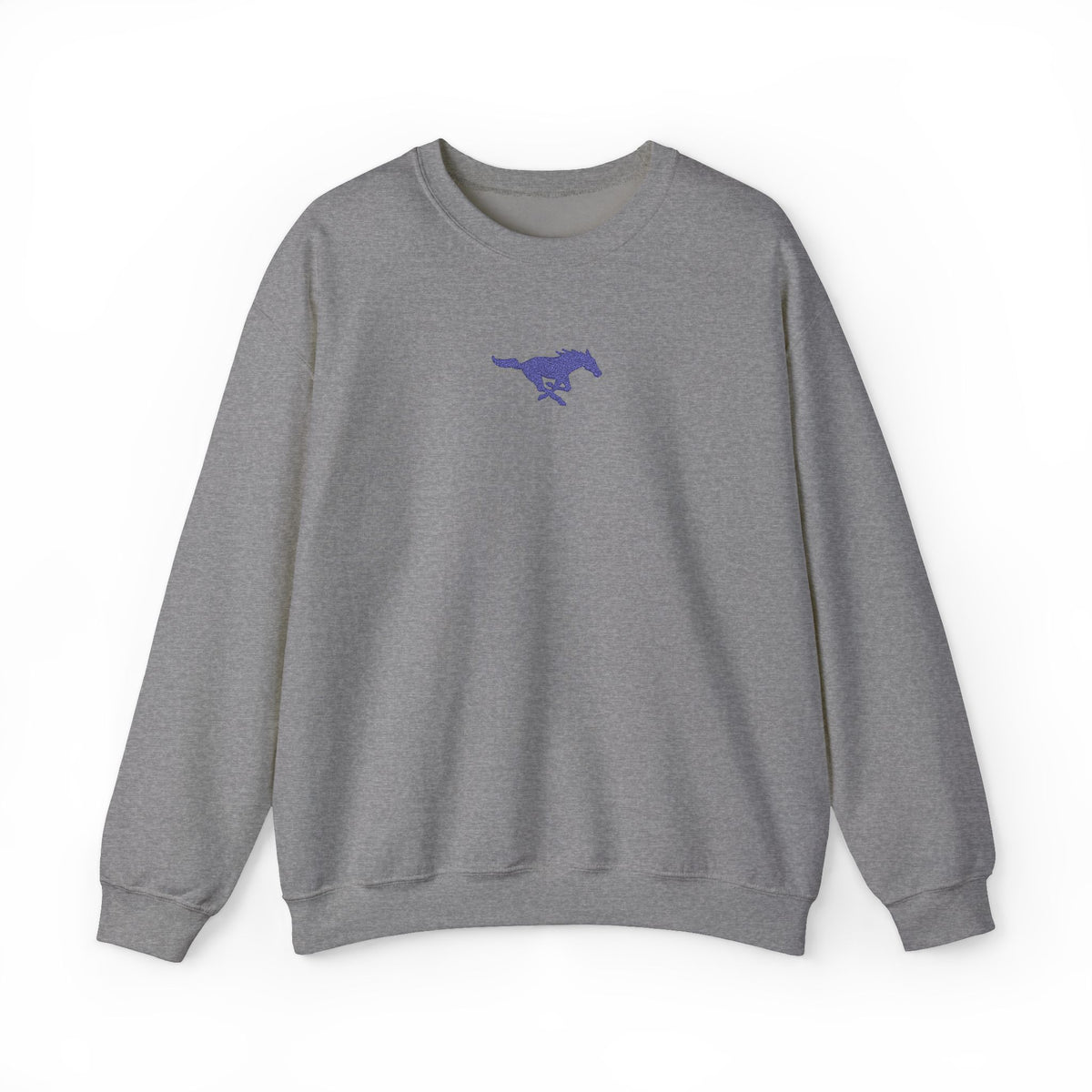 Embroidered Blue Mustang Crewneck Sweatshirt
