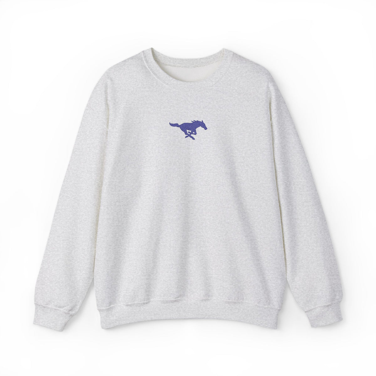 Embroidered Blue Mustang Crewneck Sweatshirt