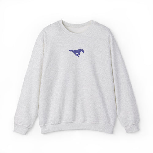 Embroidered Blue Mustang Crewneck Sweatshirt